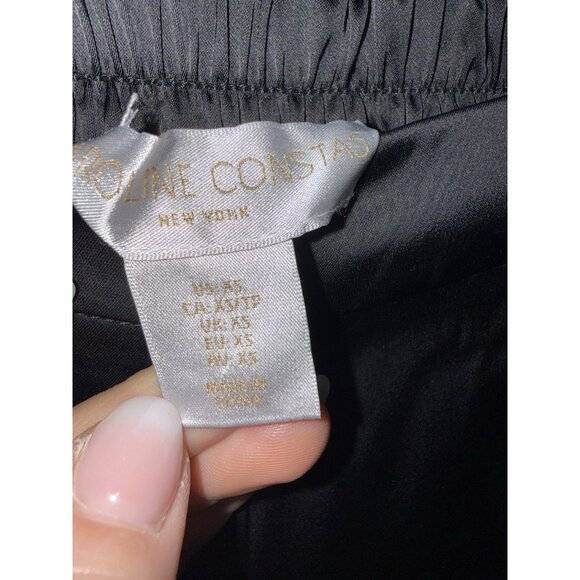 Caroline Constas Black Satin Wide Leg Pants Small (READ) Rise Pockets 1B - Picture 7 of 16